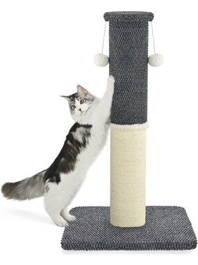 Tall Cat Scratching Post with Sisal & Carpet, 33" - Stable Base & Interactive